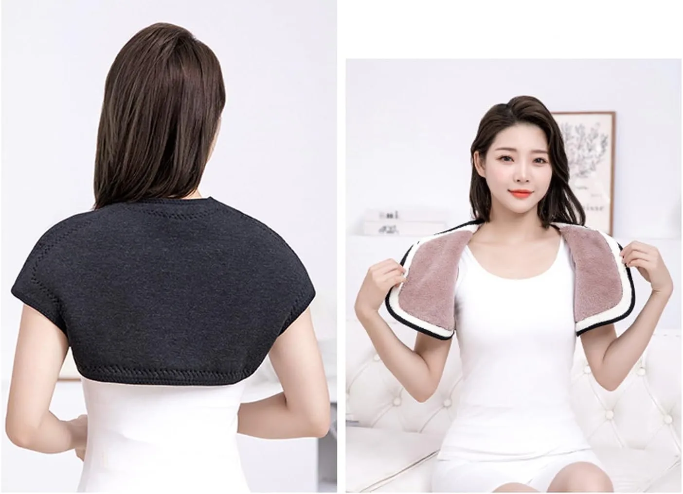 PURFUN Winter Thermal Fleece Lining Shoulder Warmer Elderly Men Women Wearable Shoulder Wrap Shawl Coldproof Shoulder Cover