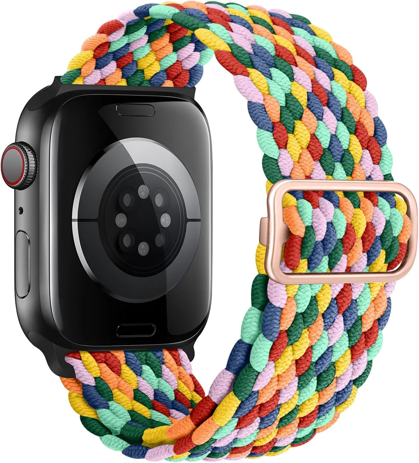 Qimela Stretchy Solo Loop Compatible with Apple Watch Band 49mm 46mm 45mm 44mm 42mm 41mm 40m 38mm for Women Men,Sport Breathable Nylon Braided Wristband for iWatch Series 10 9 8 7 6 SE 5 4 3 Ultra 2 1