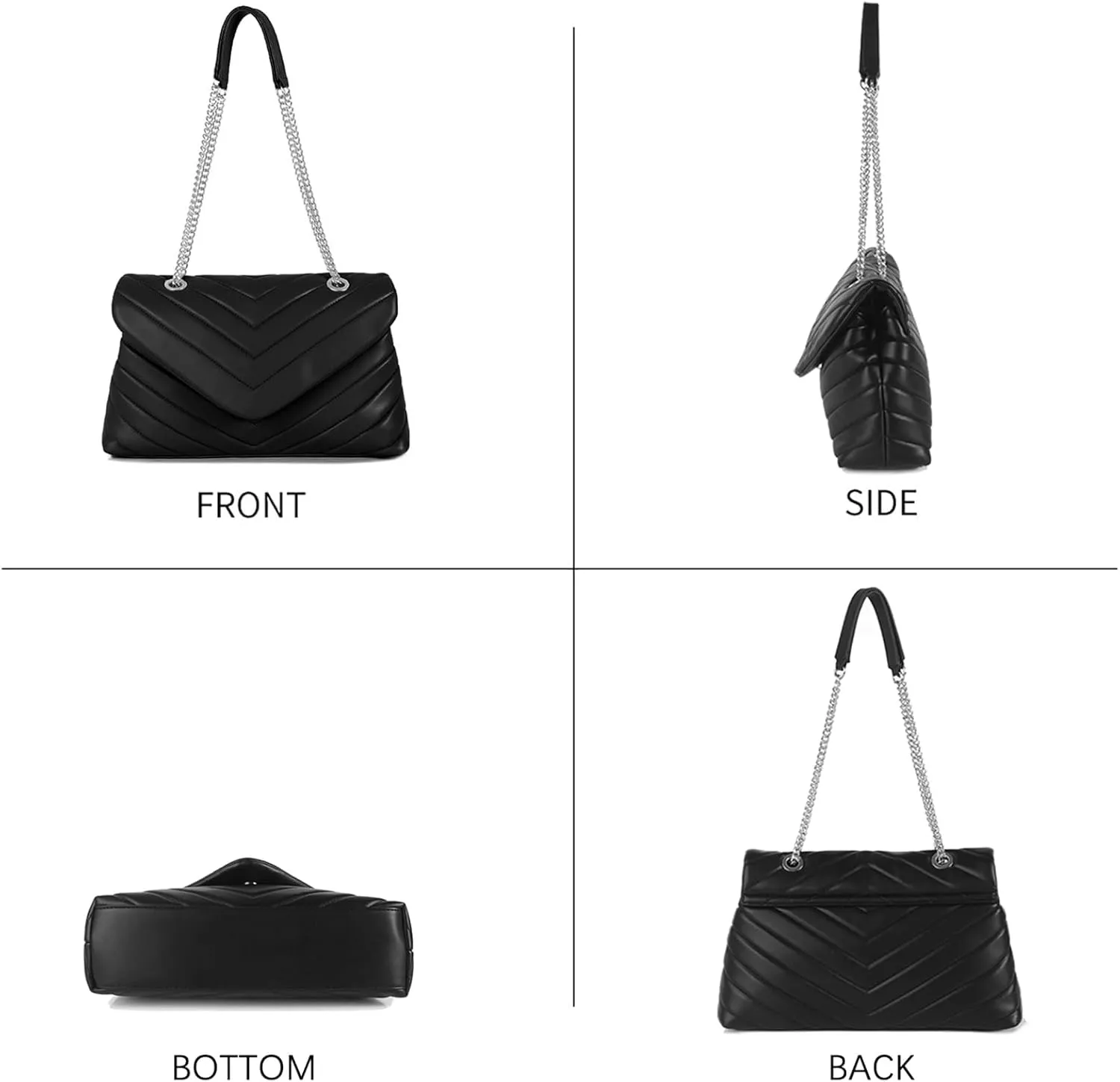 Quilted Crossbody Bag for Women, Soft Vegan Chevron Purses, Trendy Shoulder Handbags with Flap