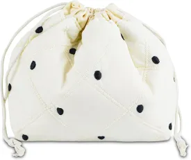 Quilted Makeup Bag for Women, Coquette Aesthetic Cosmetic Bag, Cute Travel Toiletry Bag, Cotton Drawstring Pouch for Women and Girls