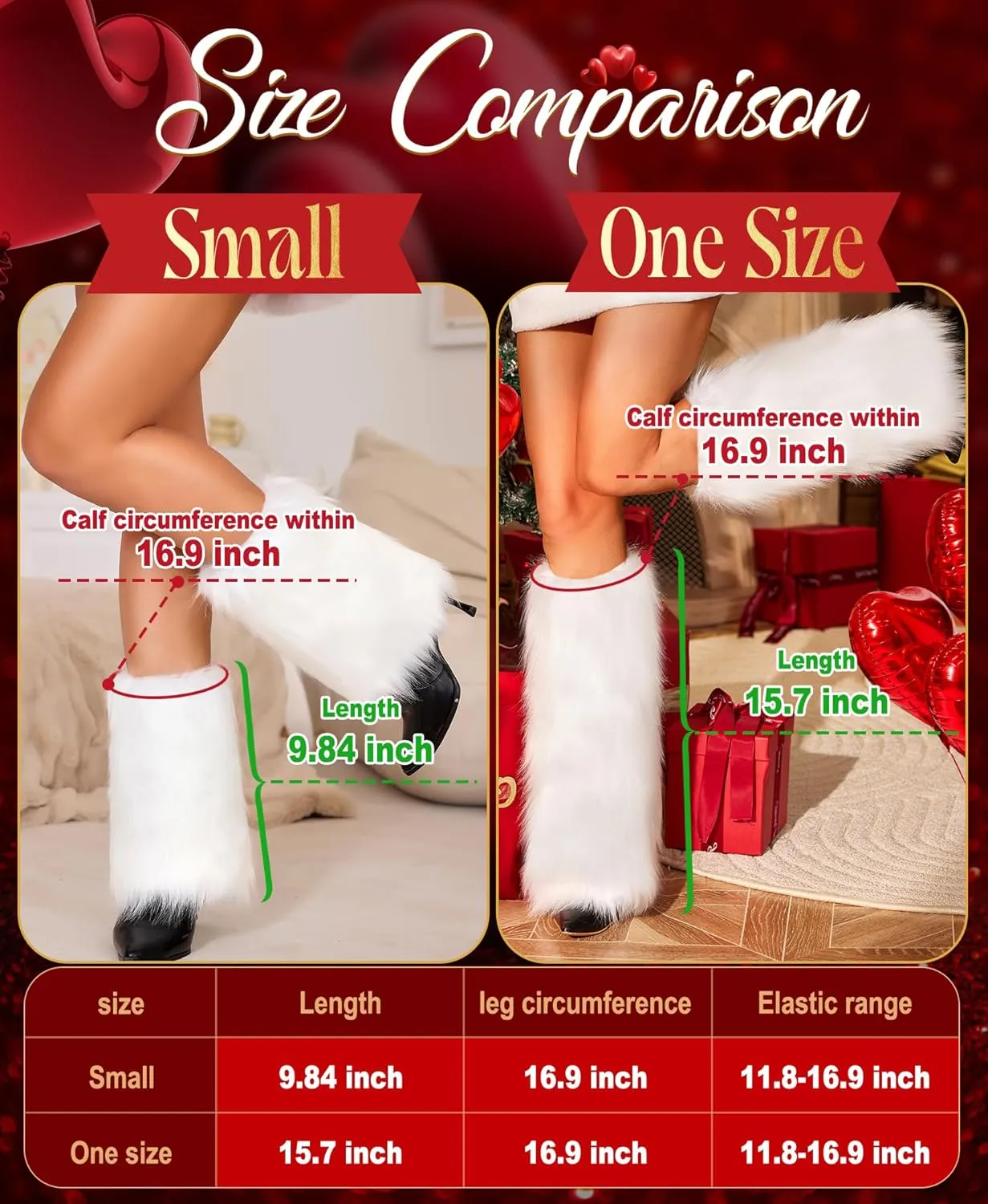 RSLOVE Women's Fuzzy Leg Warmers Winter Fur Fluffy Leg Warmers Soft Boot Cuffs Covers Halloween Santa Costume