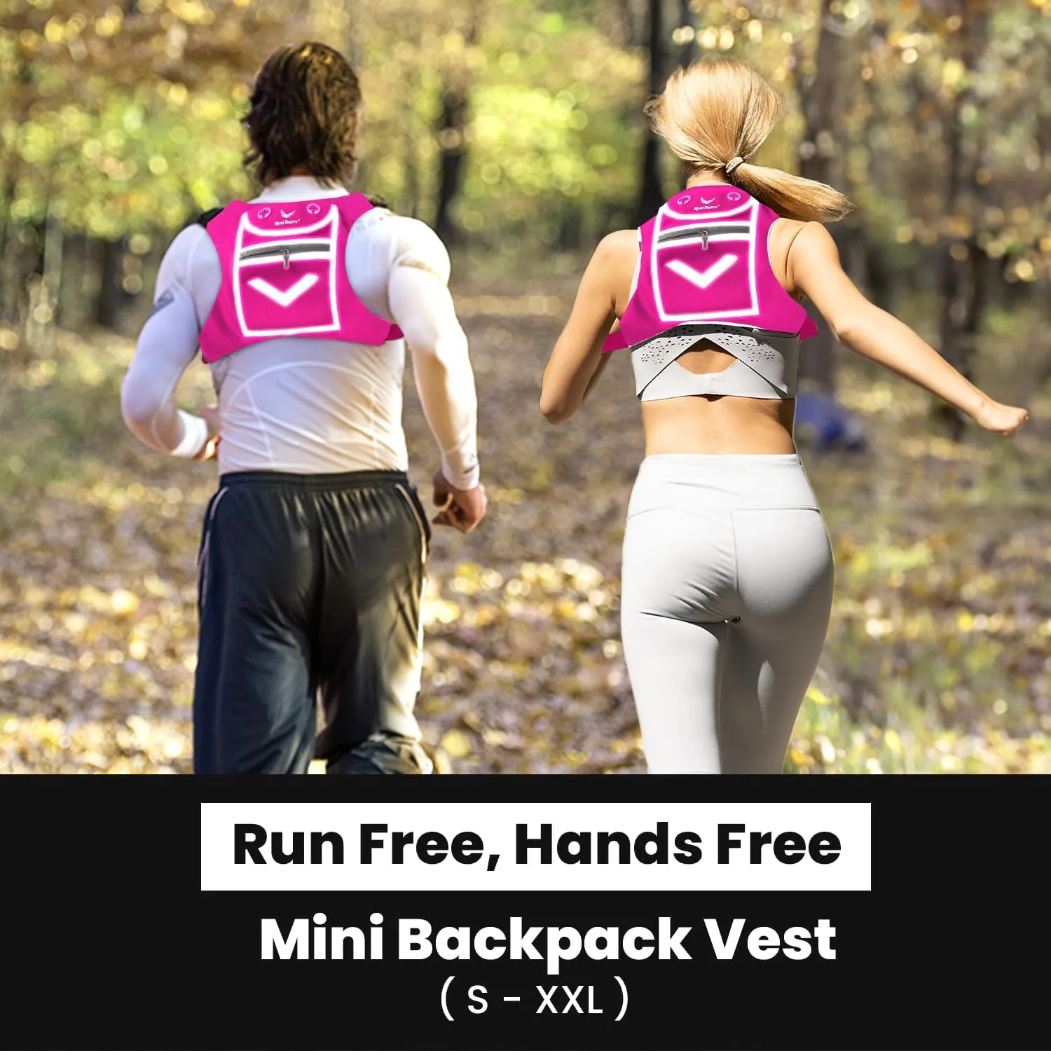 Running Mini Backpack Vest for Men & Women - Hi-viz gear, Holds Valuables, any Phone - Ideal for Fitness, Walking, Cycling!