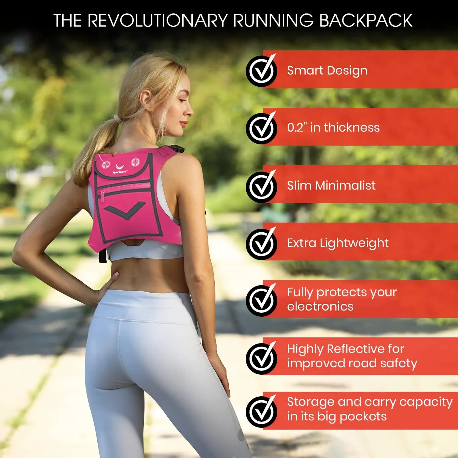 Running Mini Backpack Vest for Men & Women - Hi-viz gear, Holds Valuables, any Phone - Ideal for Fitness, Walking, Cycling!