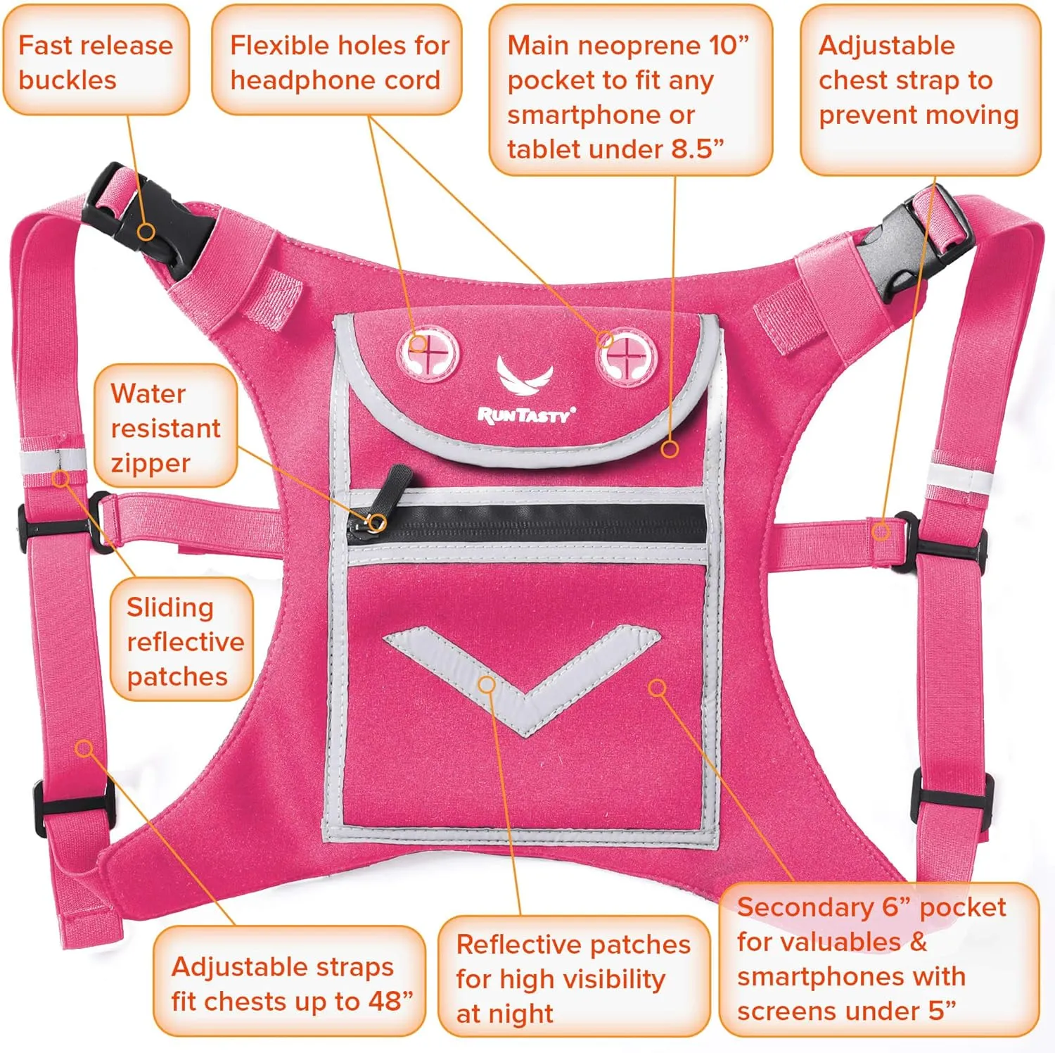 Running Mini Backpack Vest for Men & Women - Hi-viz gear, Holds Valuables, any Phone - Ideal for Fitness, Walking, Cycling!