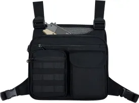 Running Vest Running Lightweight Chest Pack, Water Resistant Running Gear Chest Bag with Phone Holder Tactical Vest Pouch for Sport (Black)