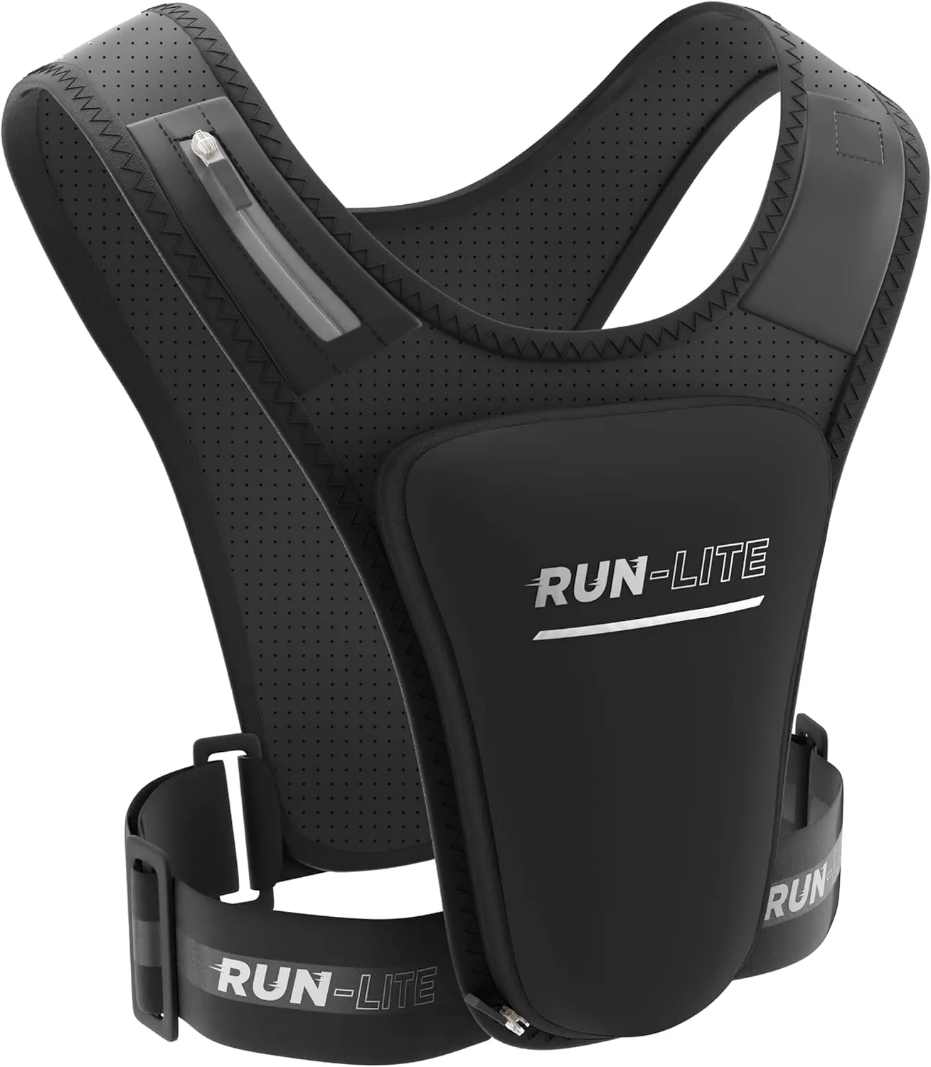 Running Vest with Phone Holder & Waterproof Pouch  Adjustable Belt Fits 28"44" Chest  Reflective Gear with 2 Shoulder Pockets for Keys, Gels, Phones up to 6.8 (Unisex Adult)