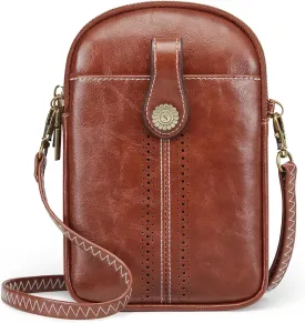 S-ZONE Small Crossbody Bags for Women Trendy RFID Blocking Cell Phone Purse Vegan Leather Shoulder Bag with Card Slots