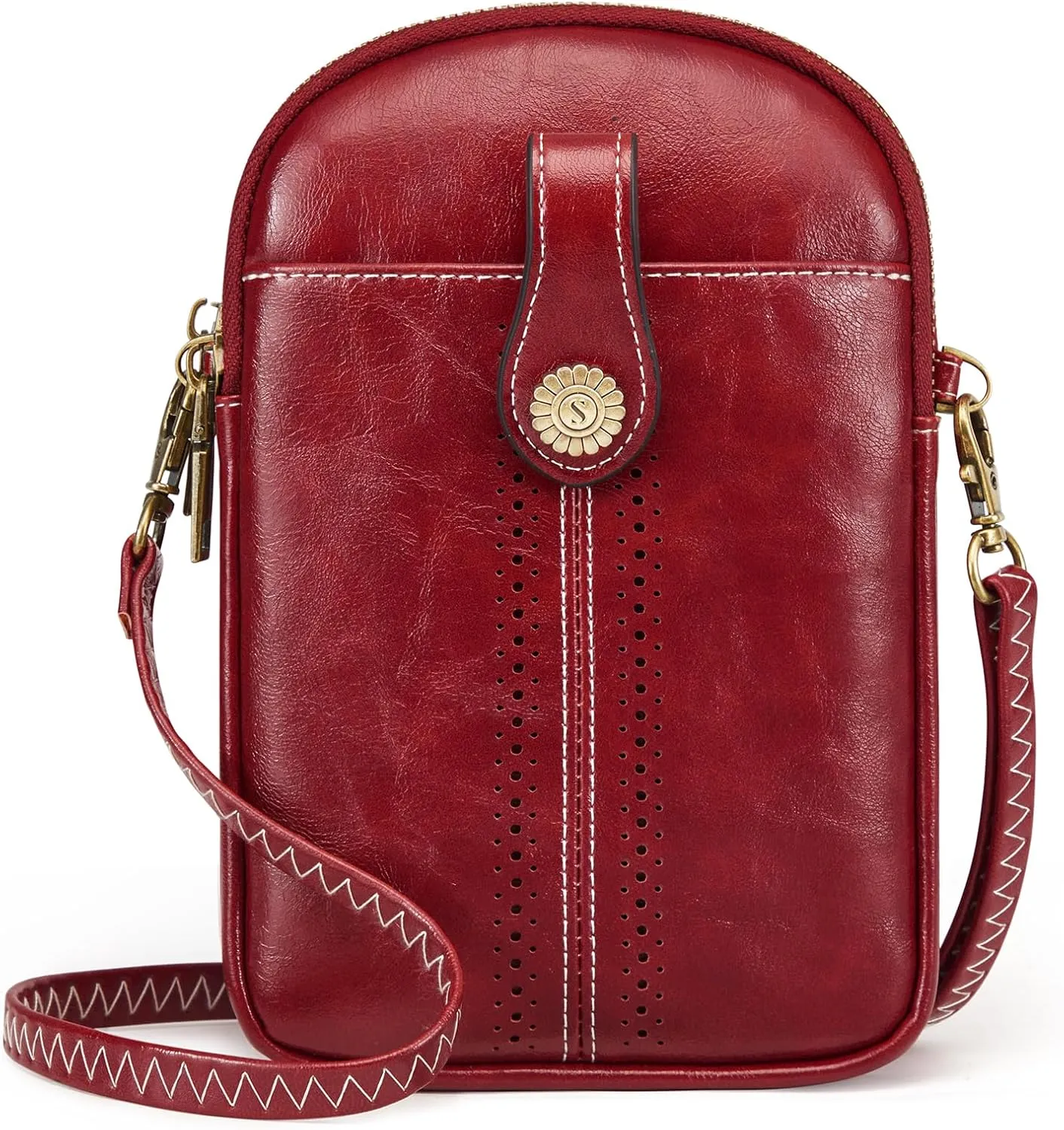 S-ZONE Small Crossbody Bags for Women Trendy RFID Blocking Cell Phone Purse Vegan Leather Shoulder Bag with Card Slots