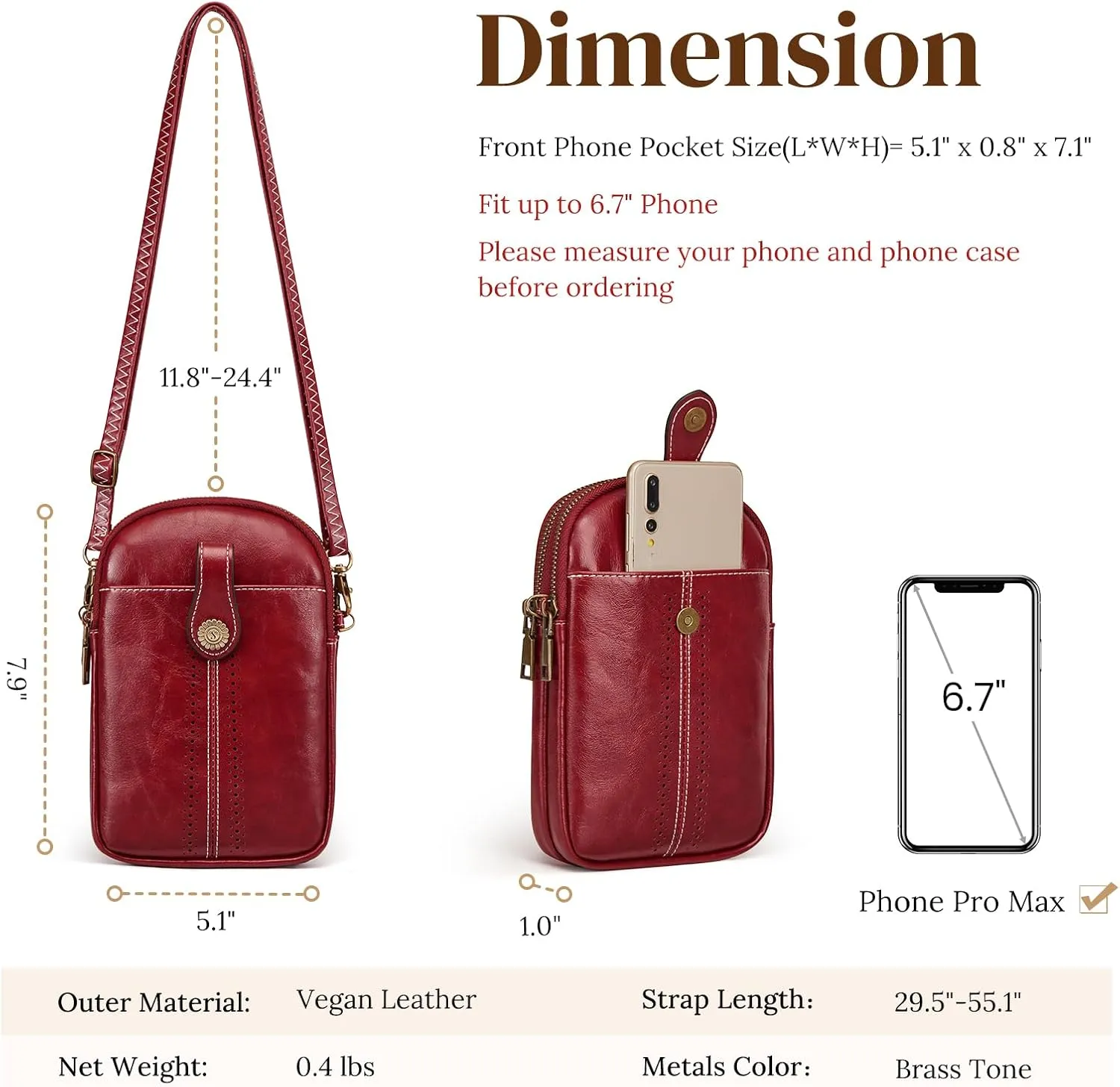 S-ZONE Small Crossbody Bags for Women Trendy RFID Blocking Cell Phone Purse Vegan Leather Shoulder Bag with Card Slots