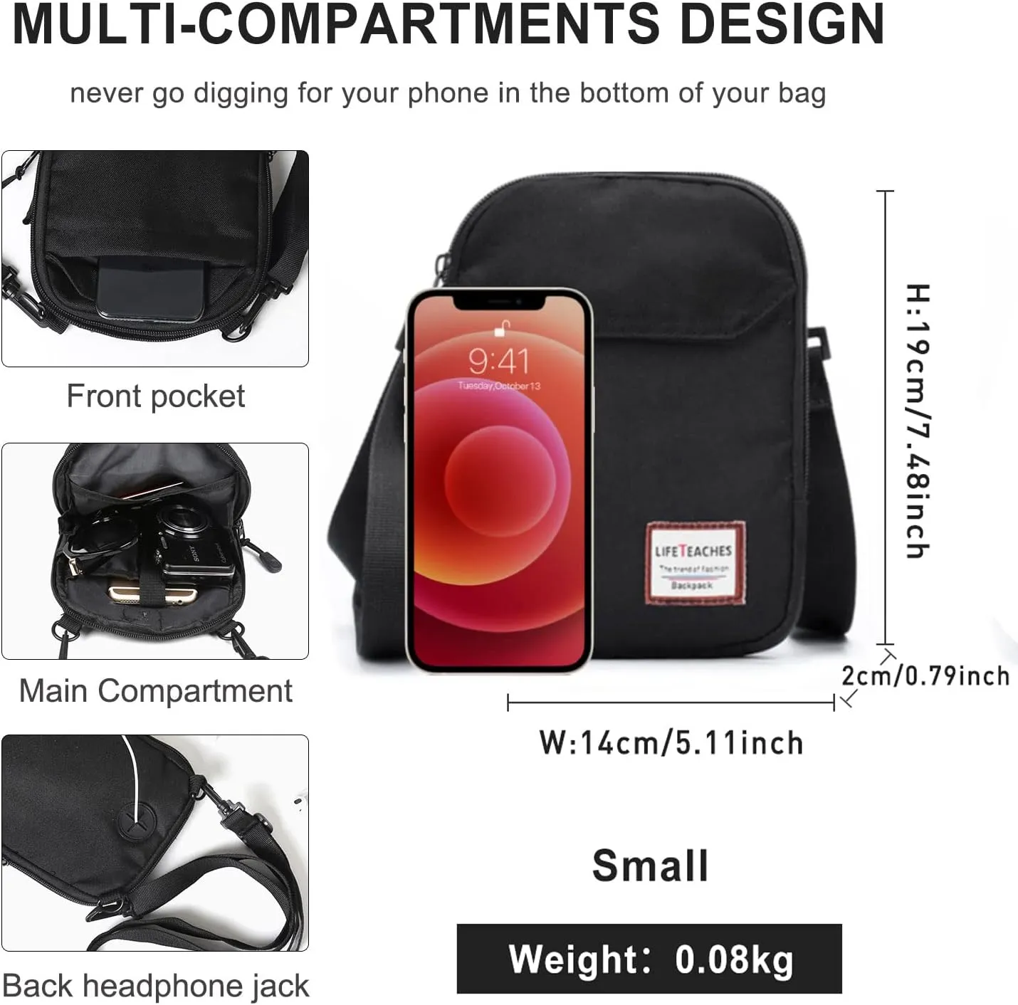 SEAFEW Mini Crossbody Bag Shoulder Bag for Men, Small Messenger Satchel Bag for Women