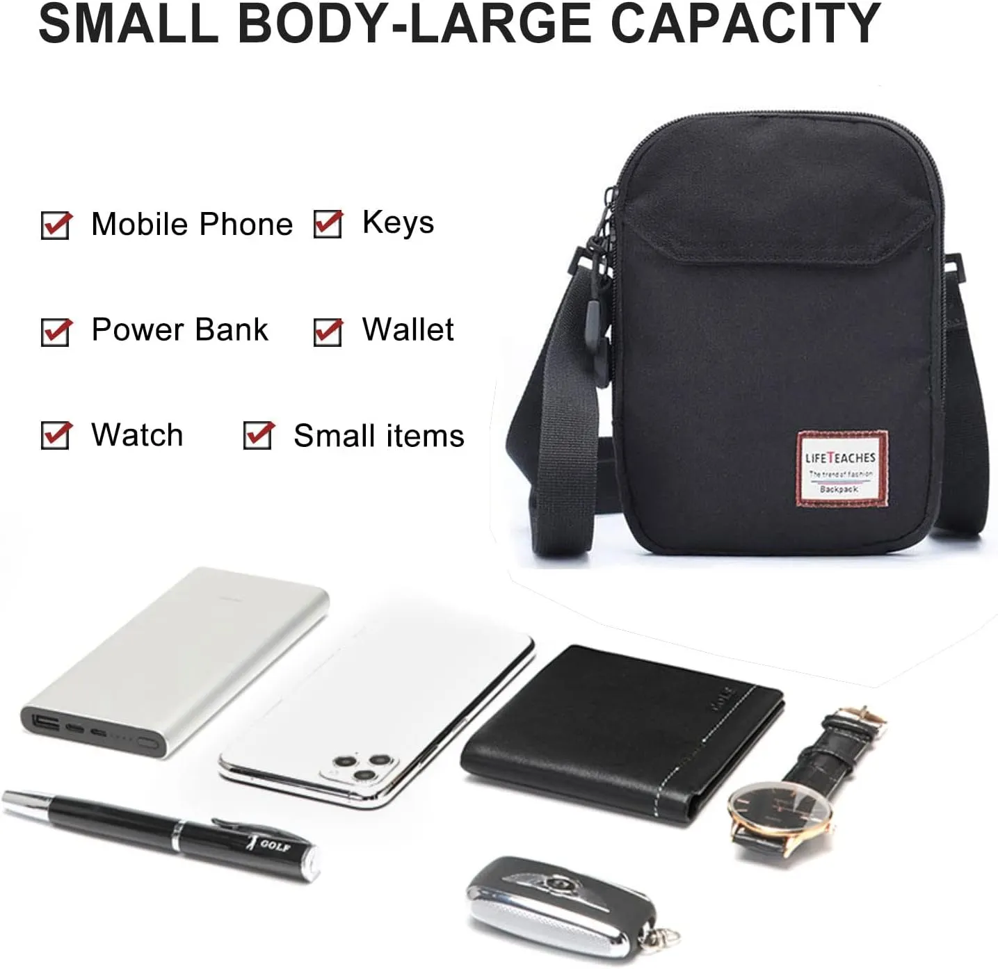 SEAFEW Mini Crossbody Bag Shoulder Bag for Men, Small Messenger Satchel Bag for Women