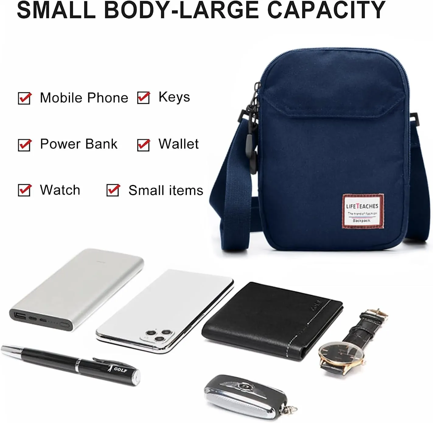 SEAFEW Mini Crossbody Bag Shoulder Bag for Men, Small Messenger Satchel Bag for Women