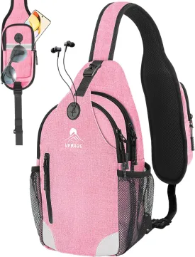 Sling Bag for Men Women, Crossbody Hiking Daypack/Chest Bag/Shoulder Bag, Small Backpack Travel, with Chest Phone Holder