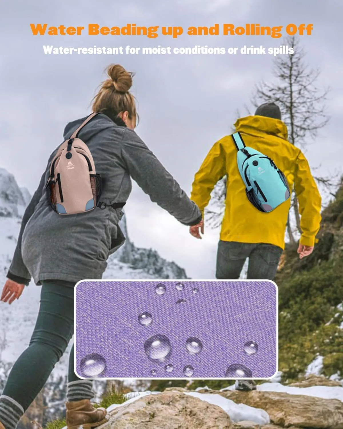 Sling Bag for Men Women, Crossbody Hiking Daypack/Chest Bag/Shoulder Bag, Small Backpack Travel, with Chest Phone Holder
