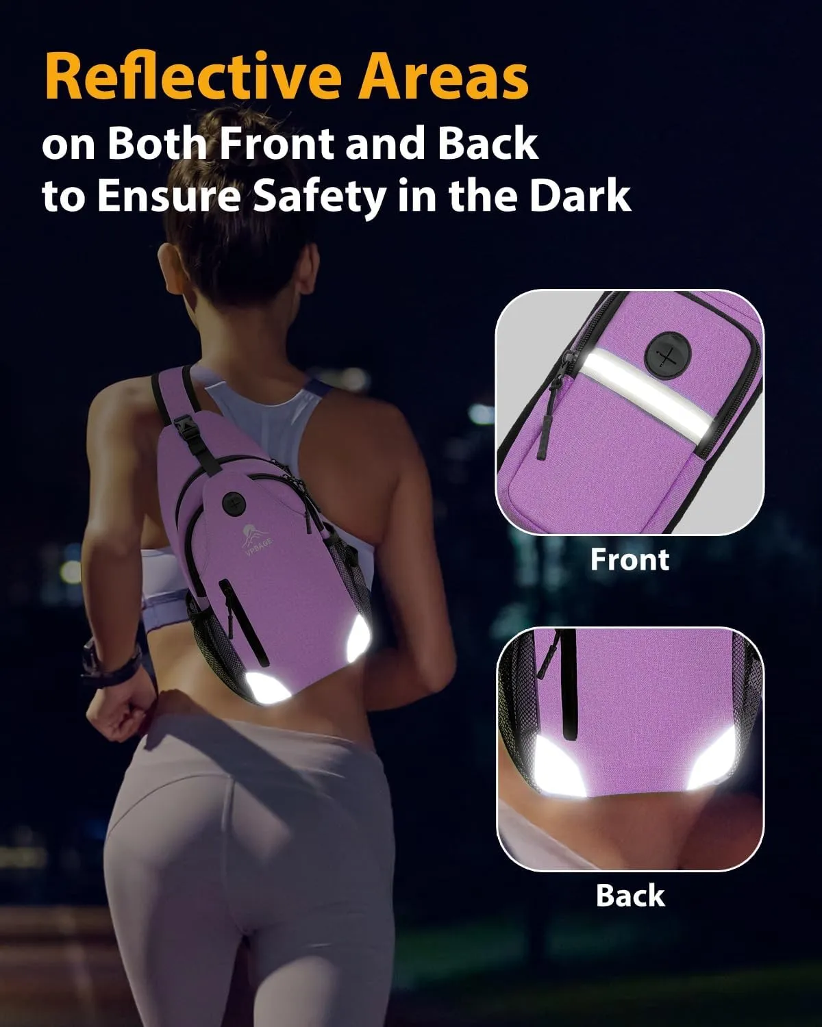 Sling Bag for Men Women, Crossbody Hiking Daypack/Chest Bag/Shoulder Bag, Small Backpack Travel, with Chest Phone Holder