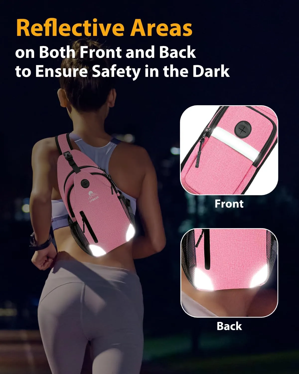 Sling Bag for Men Women, Crossbody Hiking Daypack/Chest Bag/Shoulder Bag, Small Backpack Travel, with Chest Phone Holder