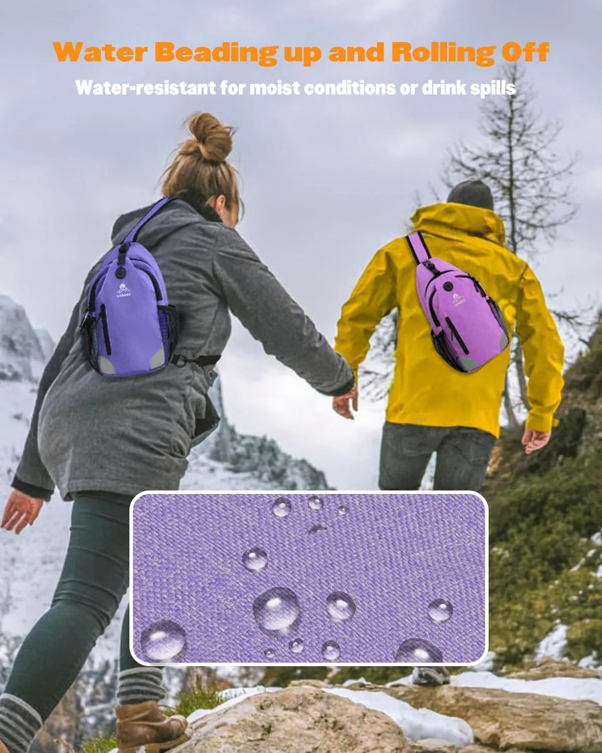 Sling Bag for Men Women, Crossbody Hiking Daypack/Chest Bag/Shoulder Bag, Small Backpack Travel, with Chest Phone Holder