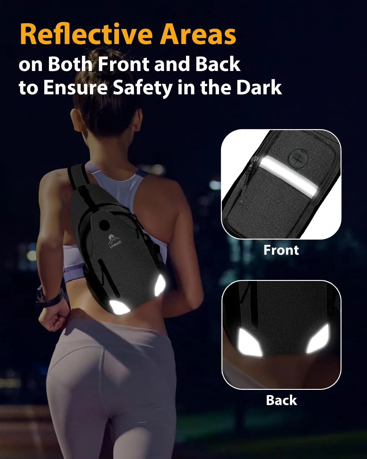 Sling Bag for Men Women, Crossbody Hiking Daypack/Chest Bag/Shoulder Bag, Small Backpack Travel, with Chest Phone Holder