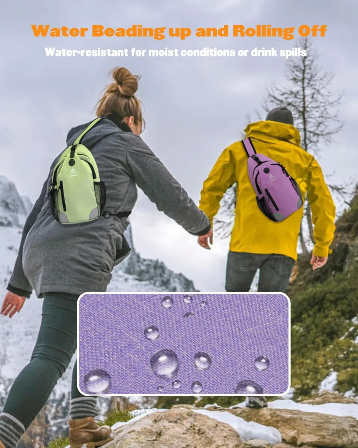 Sling Bag for Men Women, Crossbody Hiking Daypack/Chest Bag/Shoulder Bag, Small Backpack Travel, with Chest Phone Holder