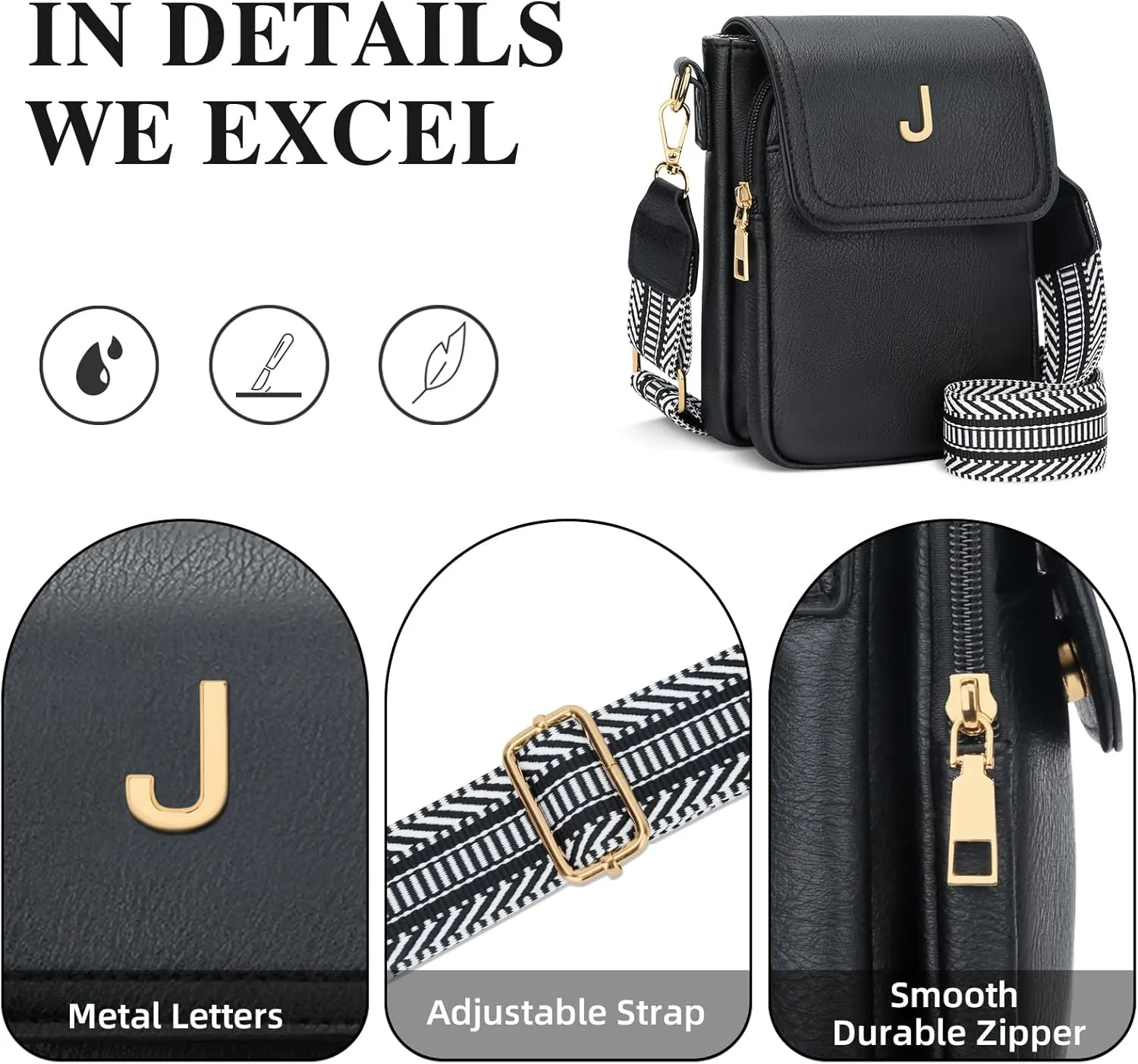 Small Personalized Initial Crossbody Bag for Women Cell Phone Leather Purse Wallet Birthday Gift
