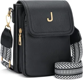 Small Personalized Initial Crossbody Bag for Women Cell Phone Leather Purse Wallet Birthday Gift
