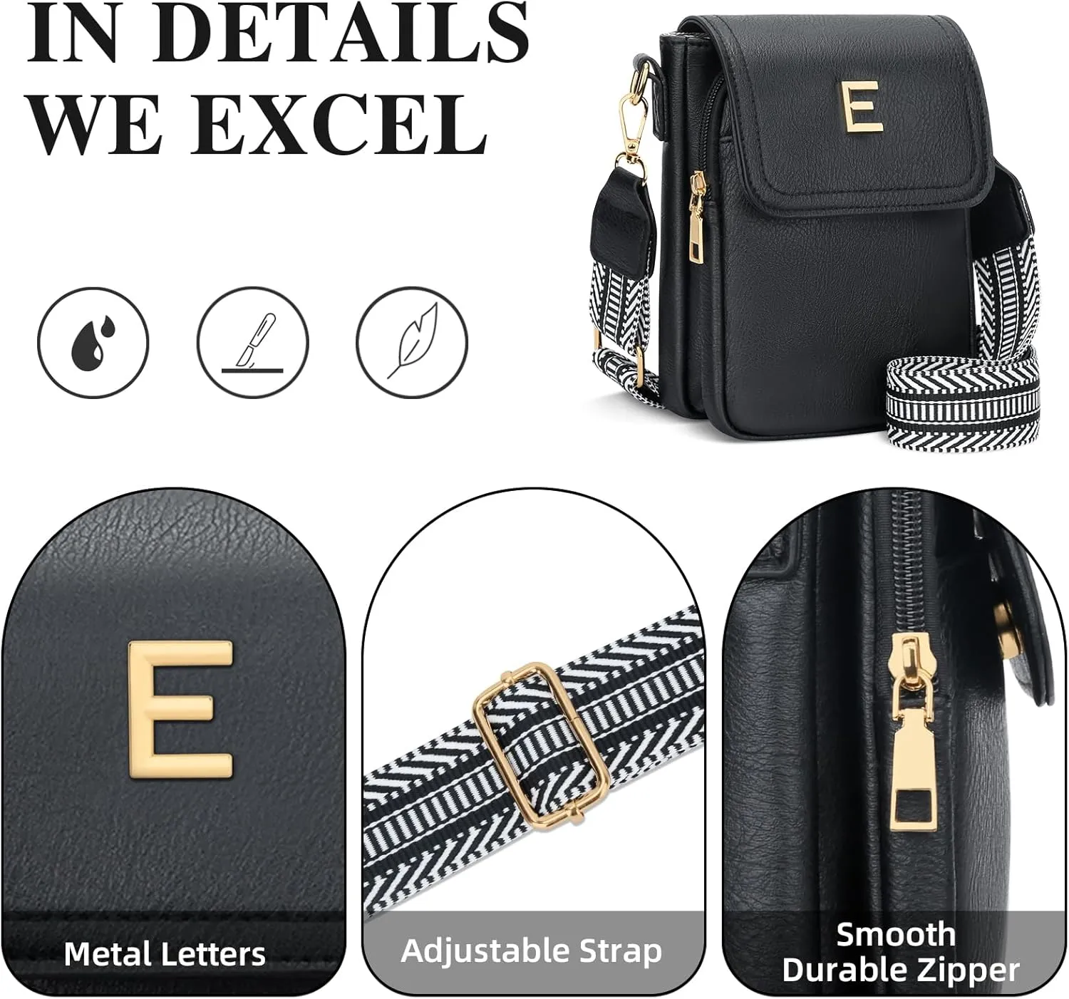 Small Personalized Initial Crossbody Bag for Women Cell Phone Leather Purse Wallet Birthday Gift