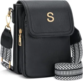 Small Personalized Initial Crossbody Bag for Women Cell Phone Leather Purse Wallet Birthday Gift
