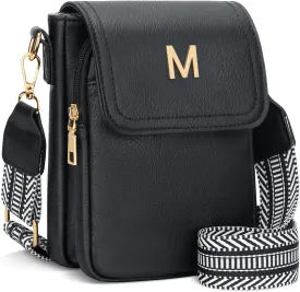 Small Personalized Initial Crossbody Bag for Women Cell Phone Leather Purse Wallet Birthday Gift
