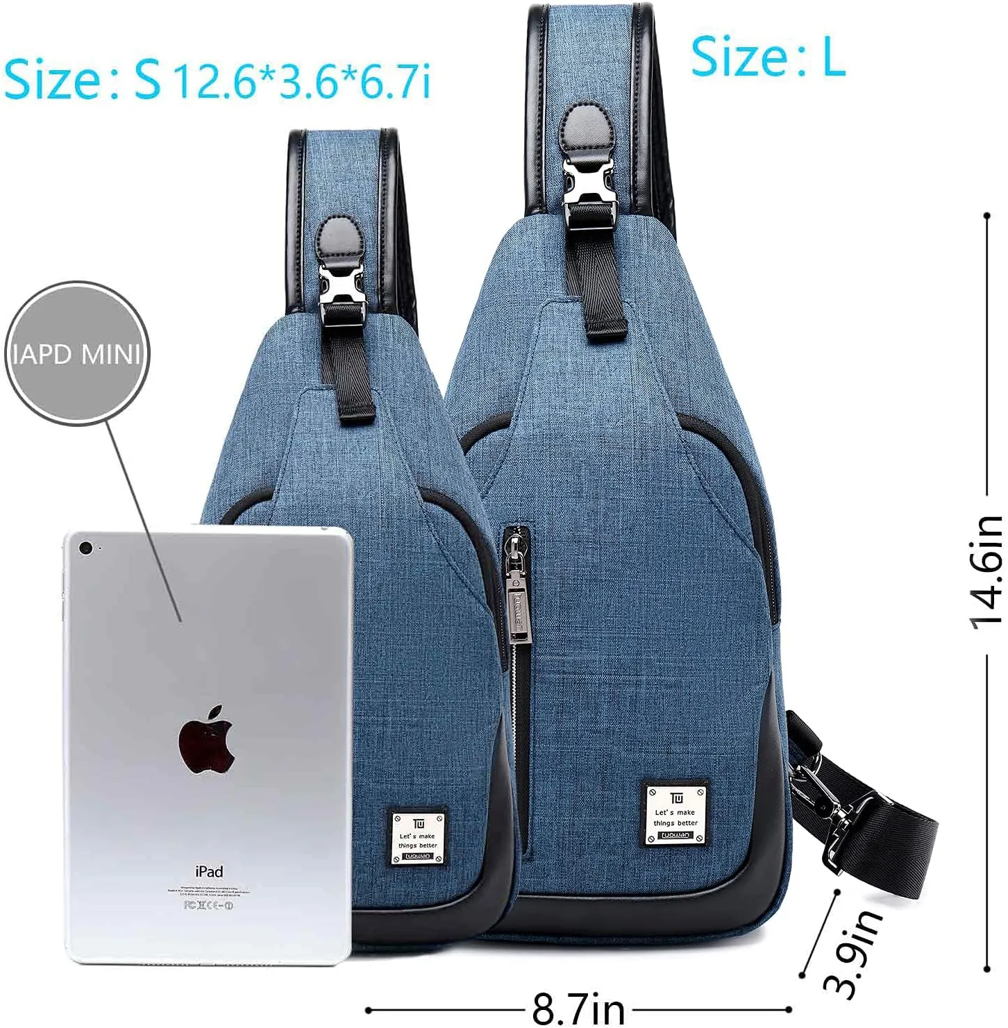 Small Sling Bag Crossbody Backpack Over the Shoulder Bag for Men Women Travel Outdoors, Lightweight Chest Pack