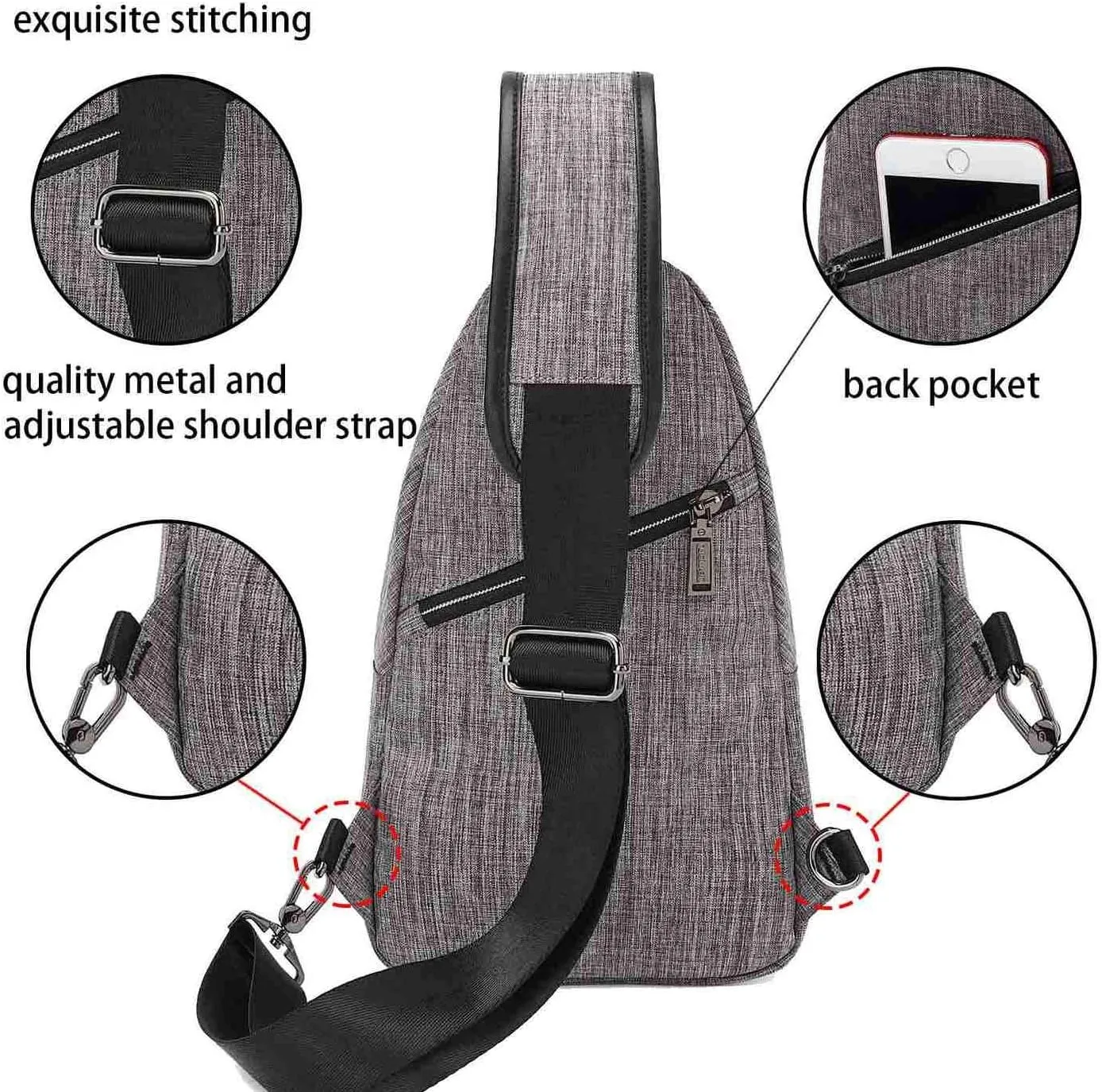 Small Sling Bag Crossbody Backpack Over the Shoulder Bag for Men Women Travel Outdoors, Lightweight Chest Pack