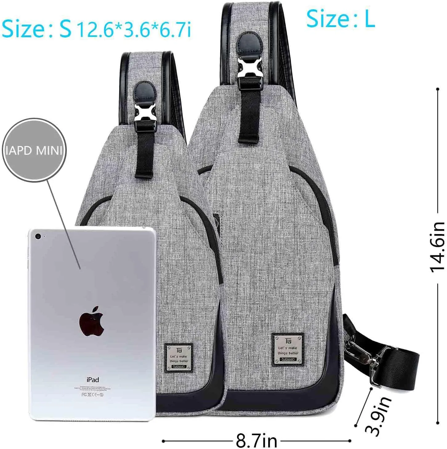 Small Sling Bag Crossbody Backpack Over the Shoulder Bag for Men Women Travel Outdoors, Lightweight Chest Pack