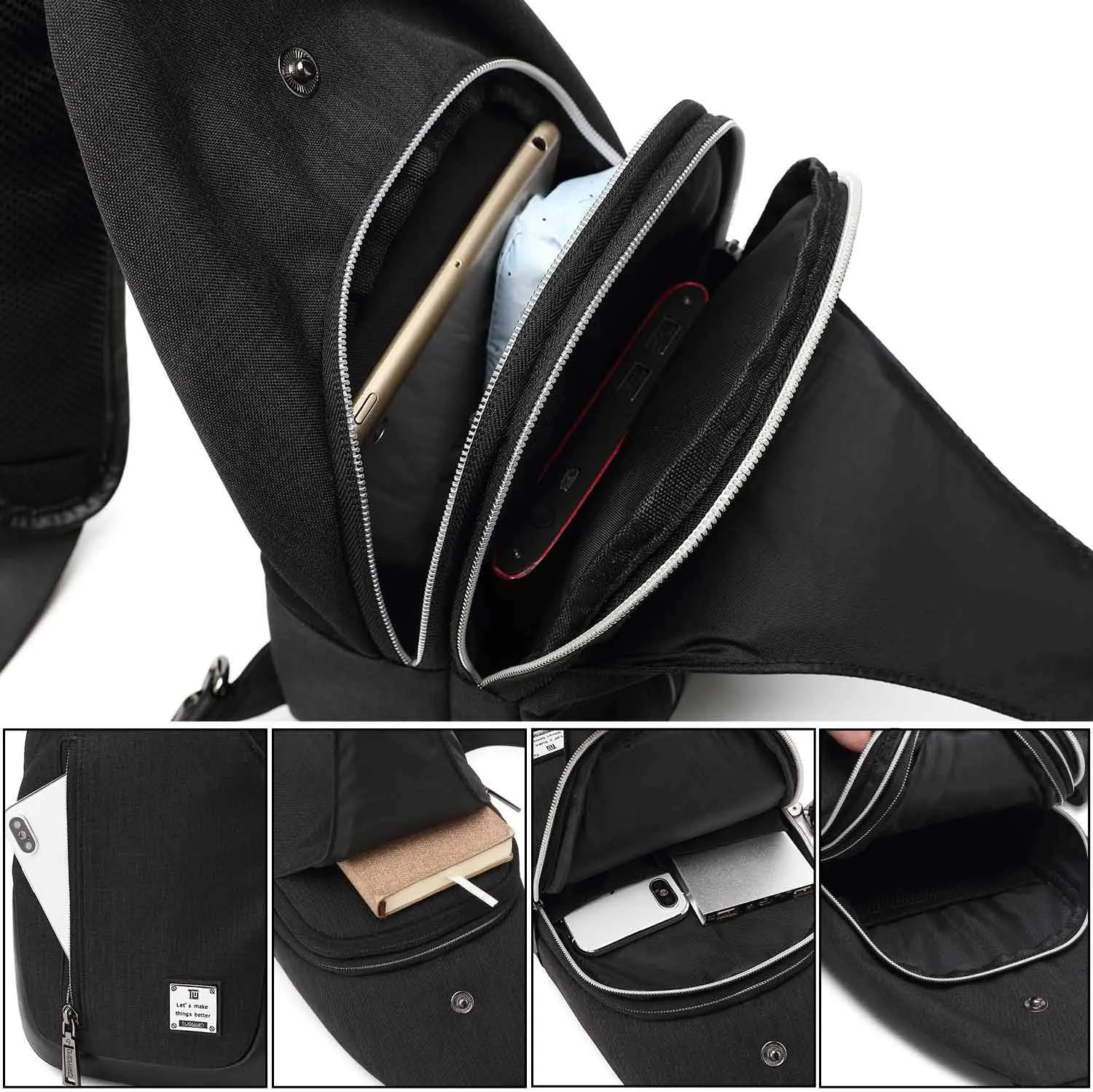 Small Sling Bag Crossbody Backpack Over the Shoulder Bag for Men Women Travel Outdoors, Lightweight Chest Pack