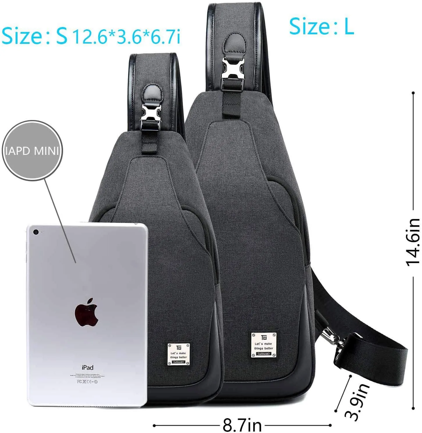 Small Sling Bag Crossbody Backpack Over the Shoulder Bag for Men Women Travel Outdoors, Lightweight Chest Pack