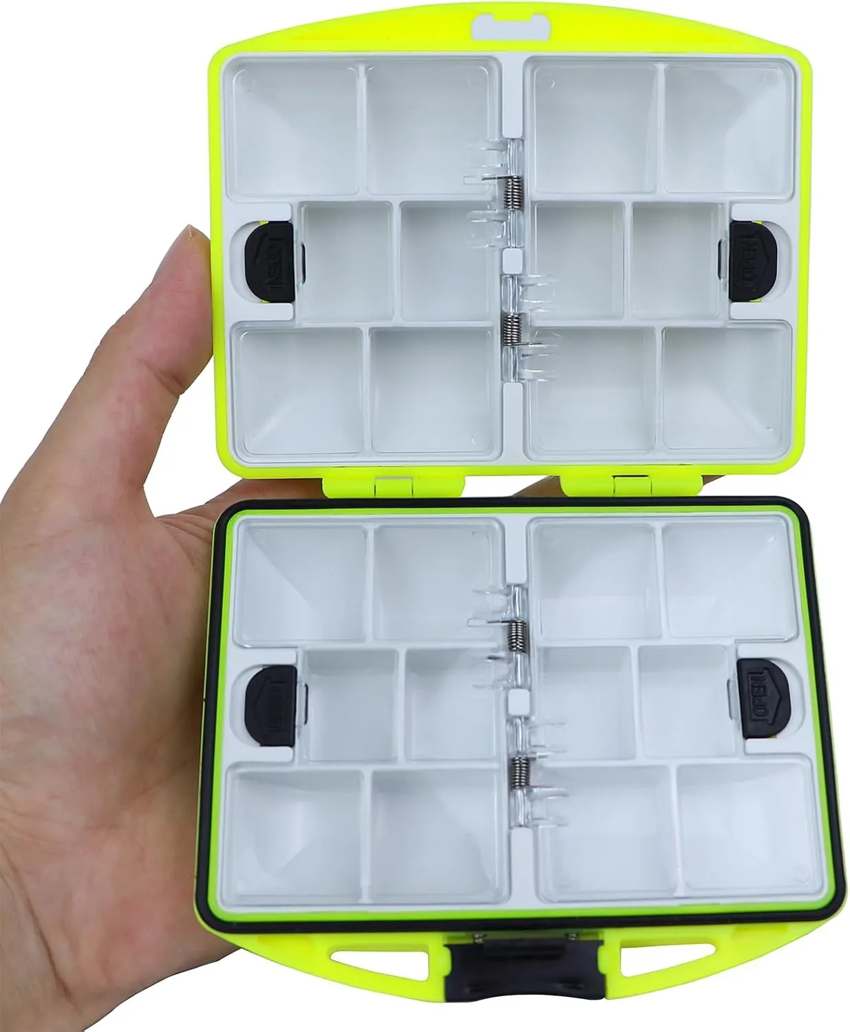 small tackle box, mini pocket portable fishing tackle box organizer, double sided plastic organizer box, travel storage containers for vest casting fly fishing