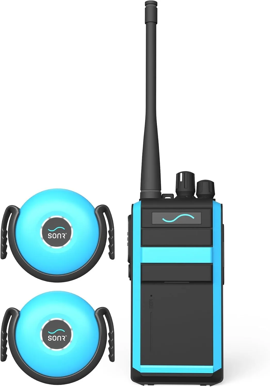 SONR Dual Receiver Pack Swim Coach Communicator, Waterproof, Underwater Communicator, Swimming, Swim, Coach Gifts, Bone Conduction, Real-time Coaching, Headphones, Metronome (Blue)