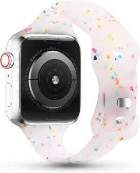 Sport Band Compatible with Apple Watch Band 44mm 45mm 42mm 46mm for Women Girls, Silicone Slim Wristband for Apple Watch Bands, Breathable Recycled Strap for iWatch Bands Series 10 9 8 7 6 SE 5 Ultra 4 3 2 1 - Transparent white