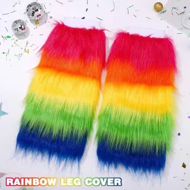 St Patricks Day Fur Leg Warmers Green Long Faux Fluffy Rave Dance Hosiery Boot Cuff Covers Leggings Party Costume