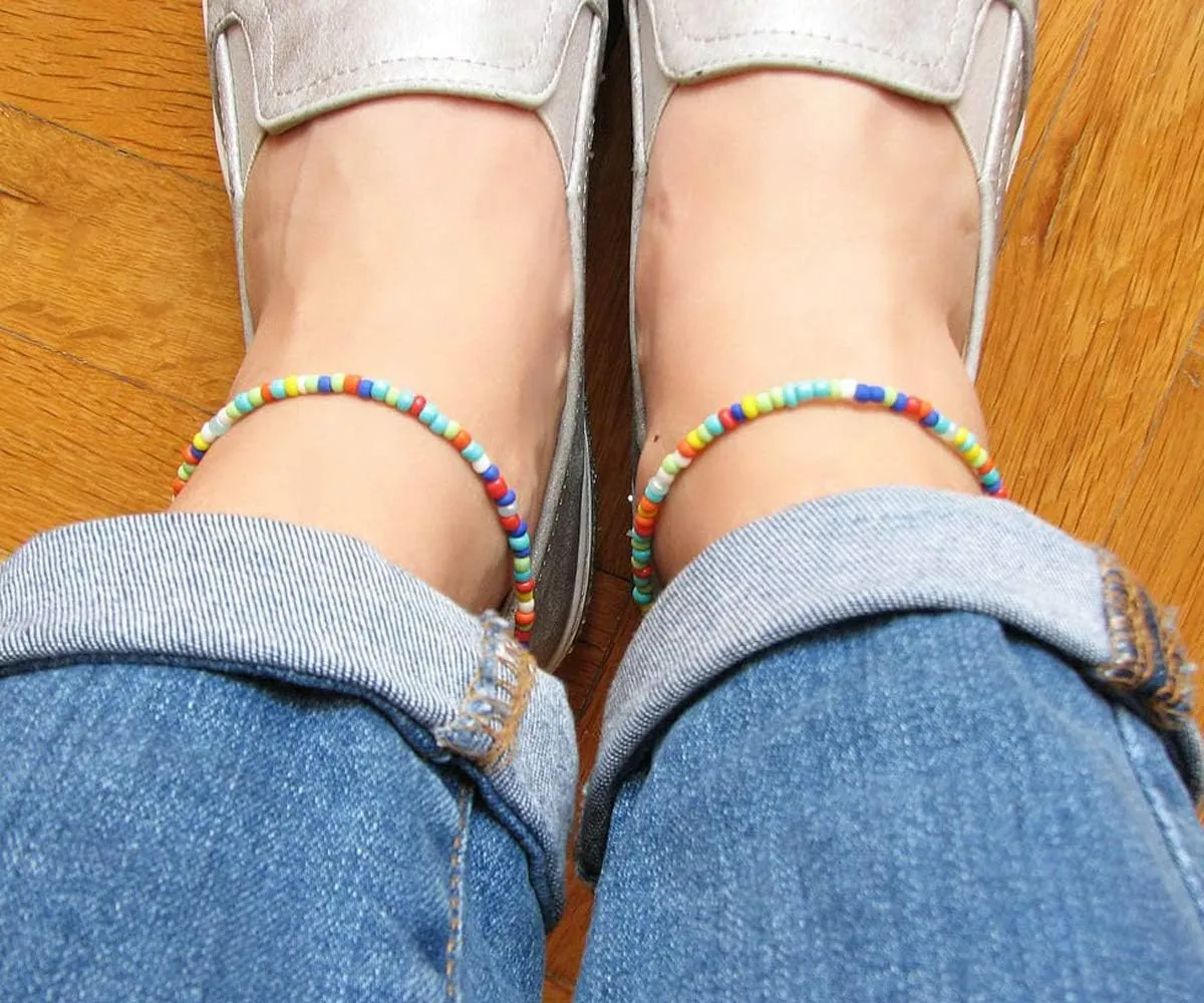 Starain Small Bead Anklets for Women Beach Foot Ankle Bracelet Cute Colorful Boho Beaded Anklets 8 inches
