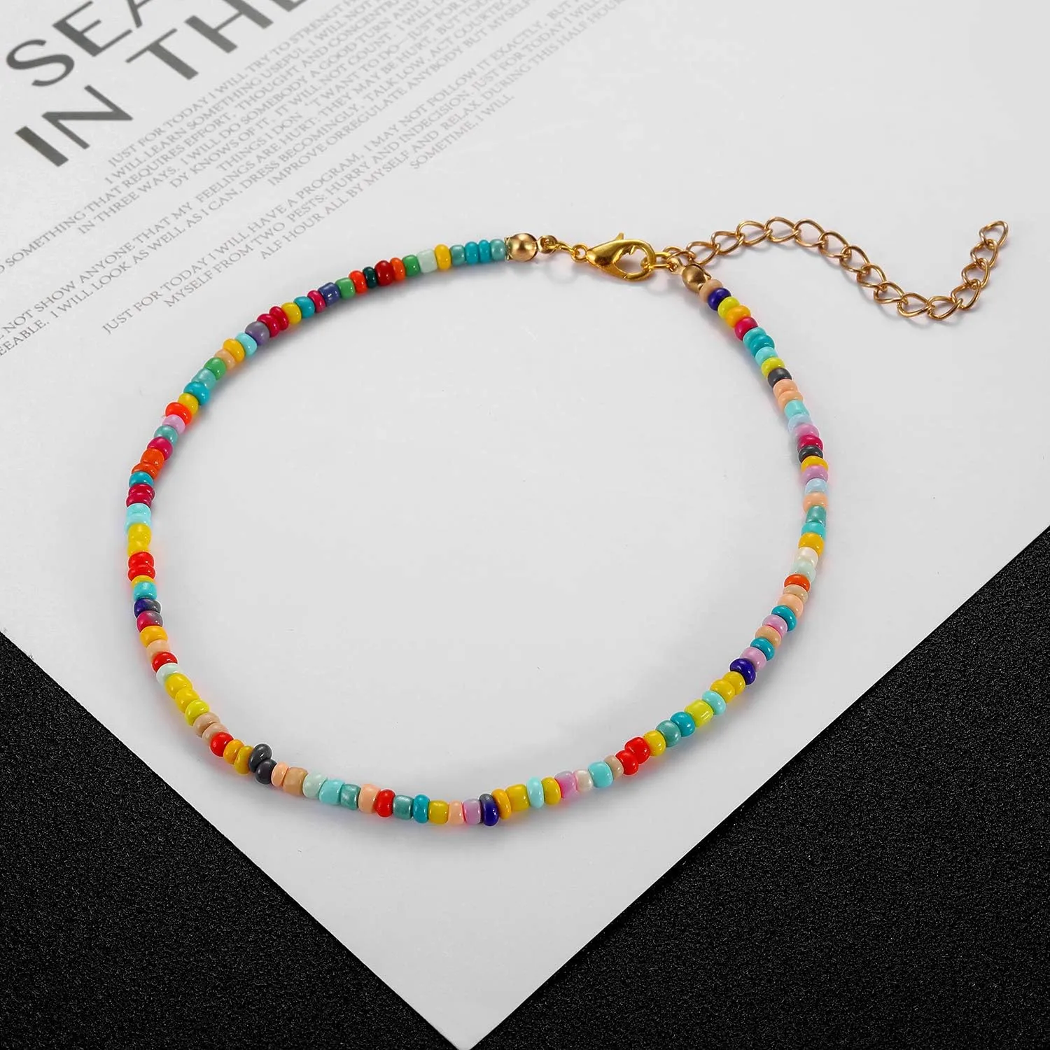 Starain Small Bead Anklets for Women Beach Foot Ankle Bracelet Cute Colorful Boho Beaded Anklets 8 inches