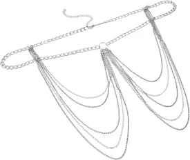 Stylish Waist Chain Jewelry for Women Lightweight Metal Body Chain for Parties and Dances Comfortable Elegant Design Rhinestone Accents