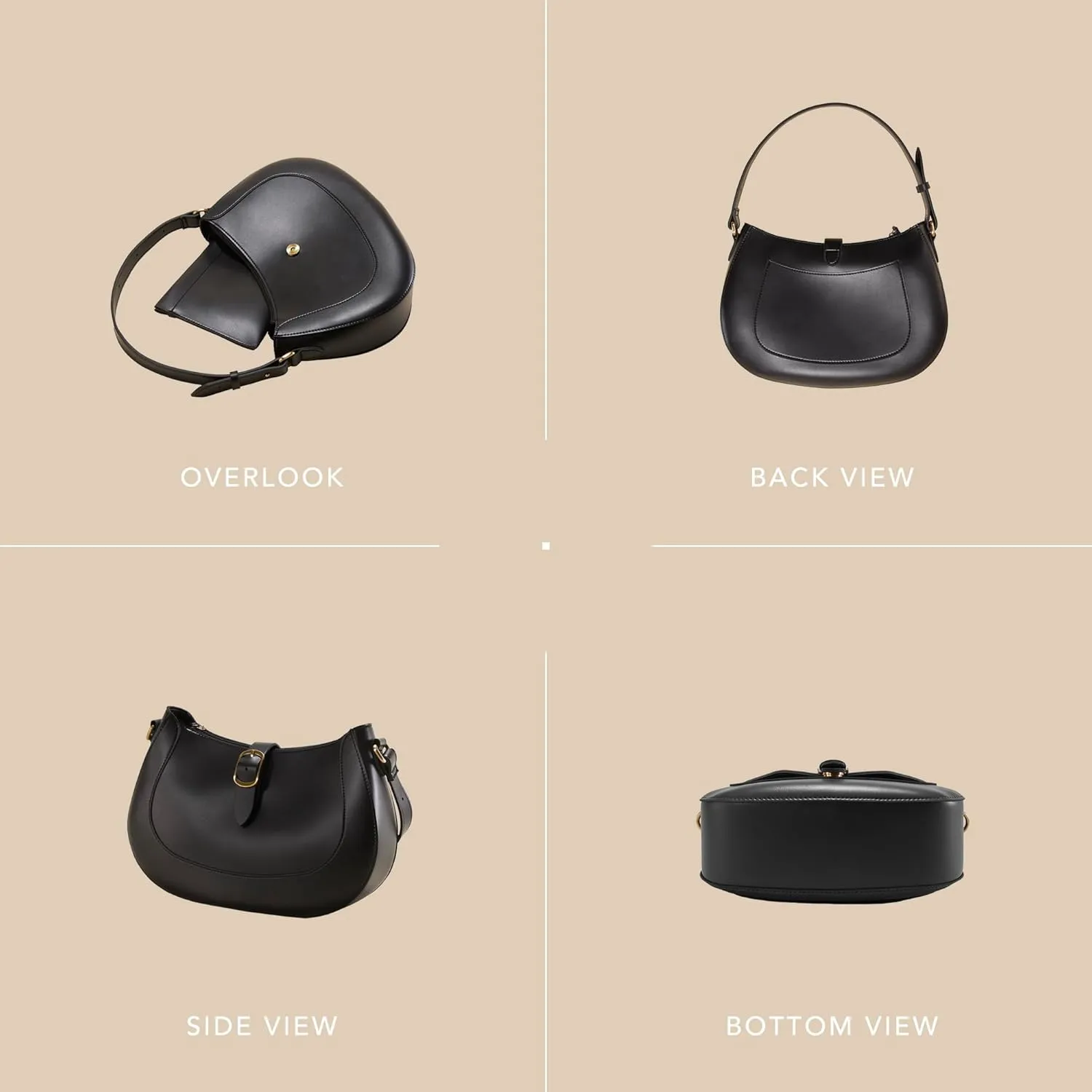 SUNLIGHT LEAVES Vintage Vegan Leather Crescent Hobo Bag For Women Lunar Shoulder Purse Satchel Under Arm Lady Handbag