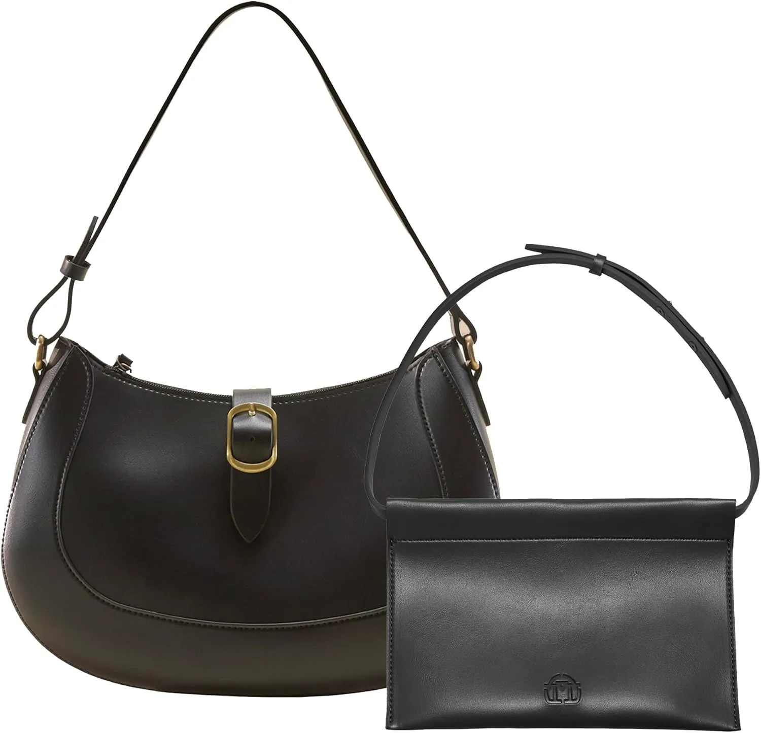 SUNLIGHT LEAVES Vintage Vegan Leather Crescent Hobo Bag For Women Lunar Shoulder Purse Satchel Under Arm Lady Handbag