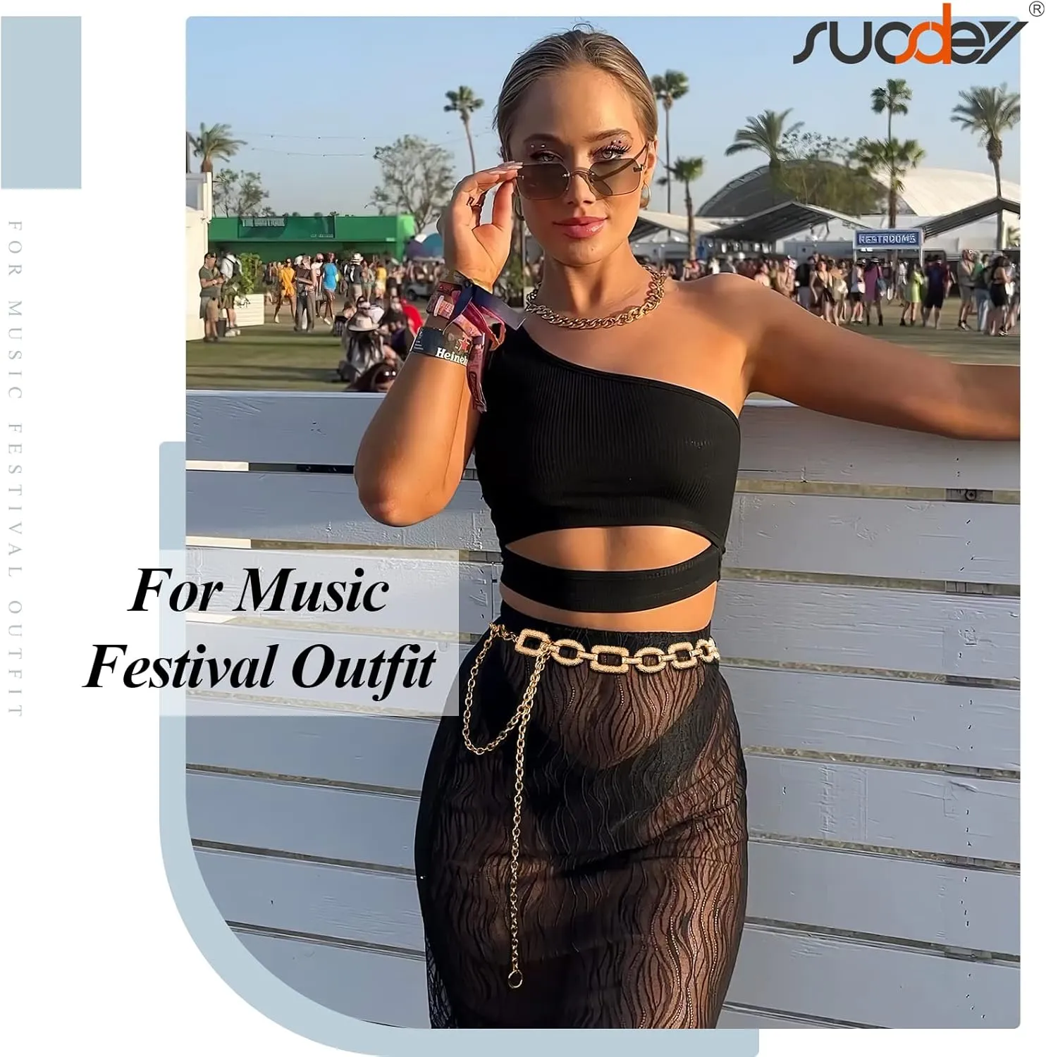 SUOSDEY Alloy Gold Waist Chain Belt for Women Fashion Cute Body Belly Link Belt Chain for Pants Dresses