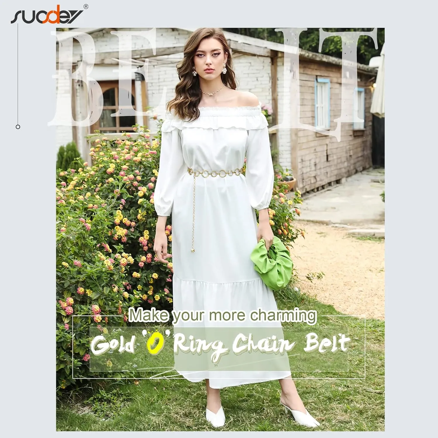 SUOSDEY Alloy Gold Waist Chain Belt for Women Fashion Cute Body Belly Link Belt Chain for Pants Dresses