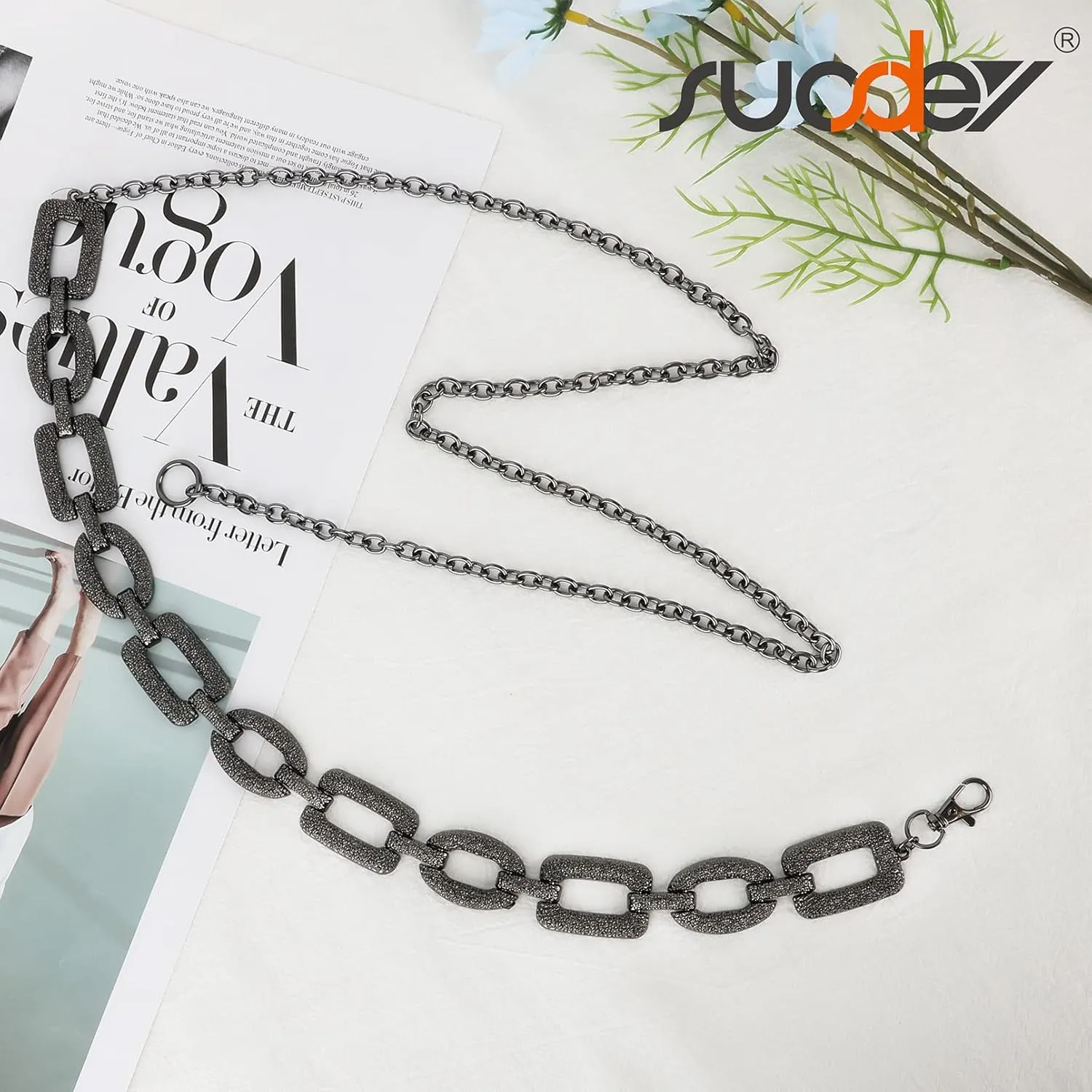SUOSDEY Alloy Gold Waist Chain Belt for Women Fashion Cute Body Belly Link Belt Chain for Pants Dresses