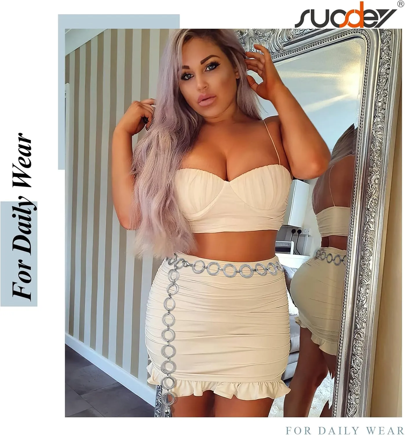 SUOSDEY Alloy Gold Waist Chain Belt for Women Fashion Cute Body Belly Link Belt Chain for Pants Dresses