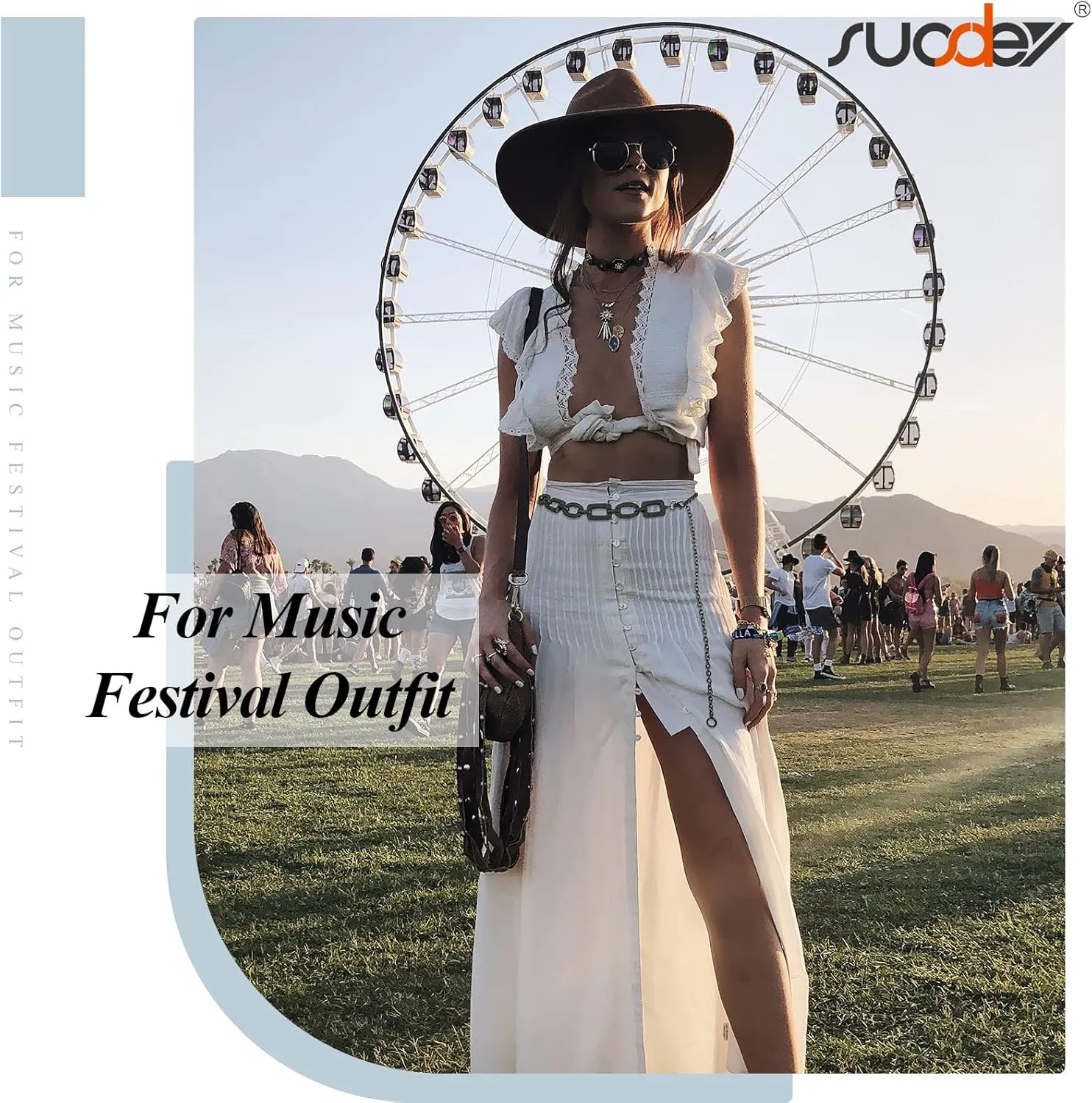 SUOSDEY Alloy Gold Waist Chain Belt for Women Fashion Cute Body Belly Link Belt Chain for Pants Dresses