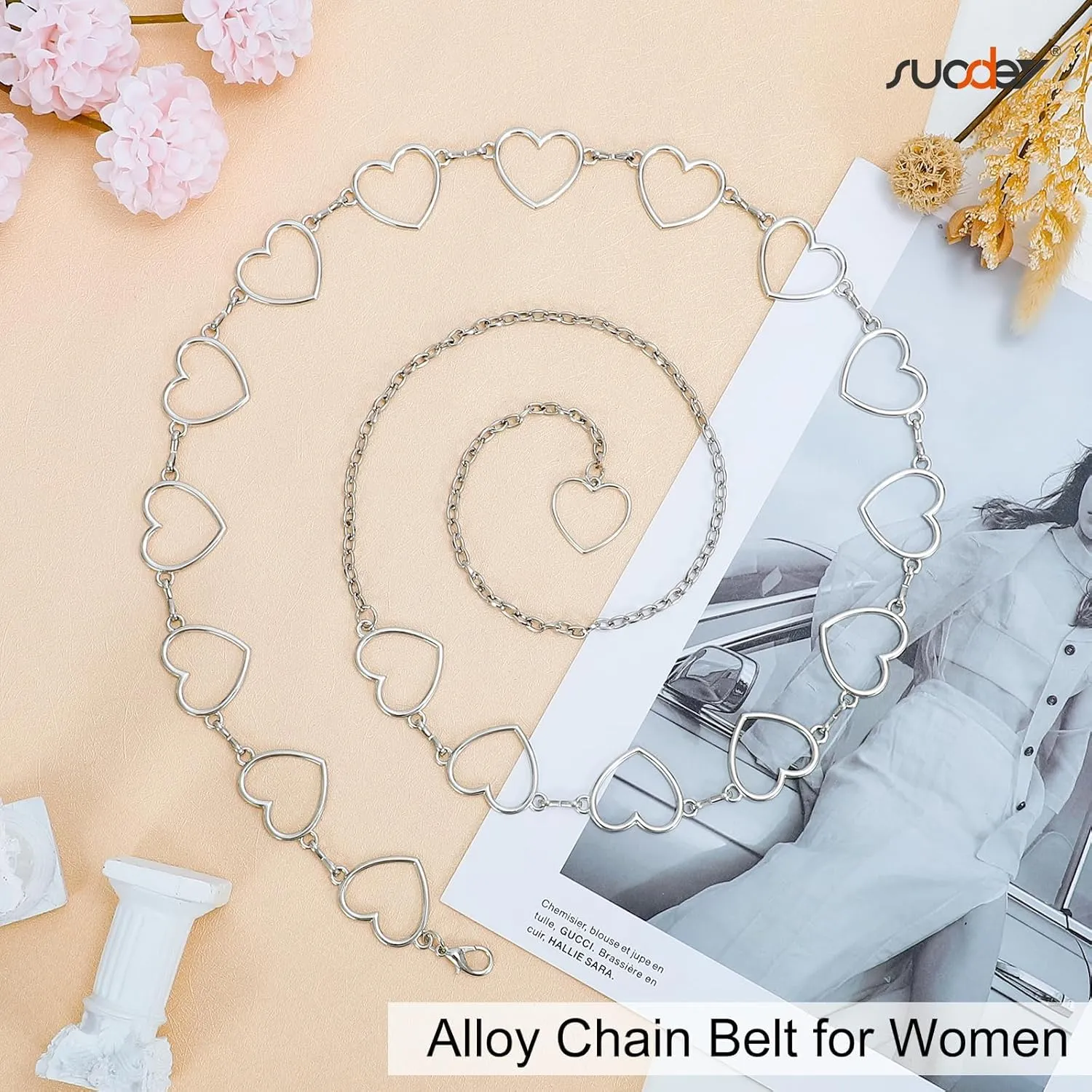 SUOSDEY Metal Chain Belt Women Belly Waist Chain Fashion Body Link Belts