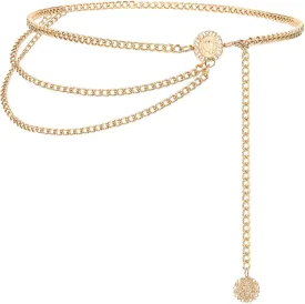 SUOSDEY Metal Chain Belt Women Belly Waist Chain Fashion Body Link Belts