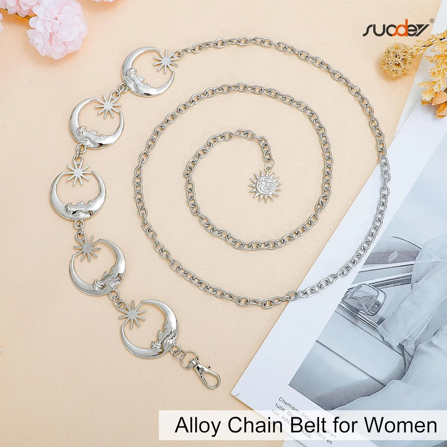 SUOSDEY Metal Chain Belt Women Belly Waist Chain Fashion Body Link Belts